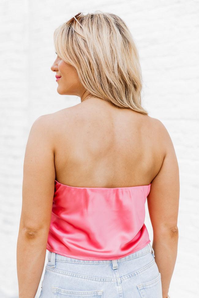 Take Our Time Coral Satin Strapless Top FINAL SALE Product Image