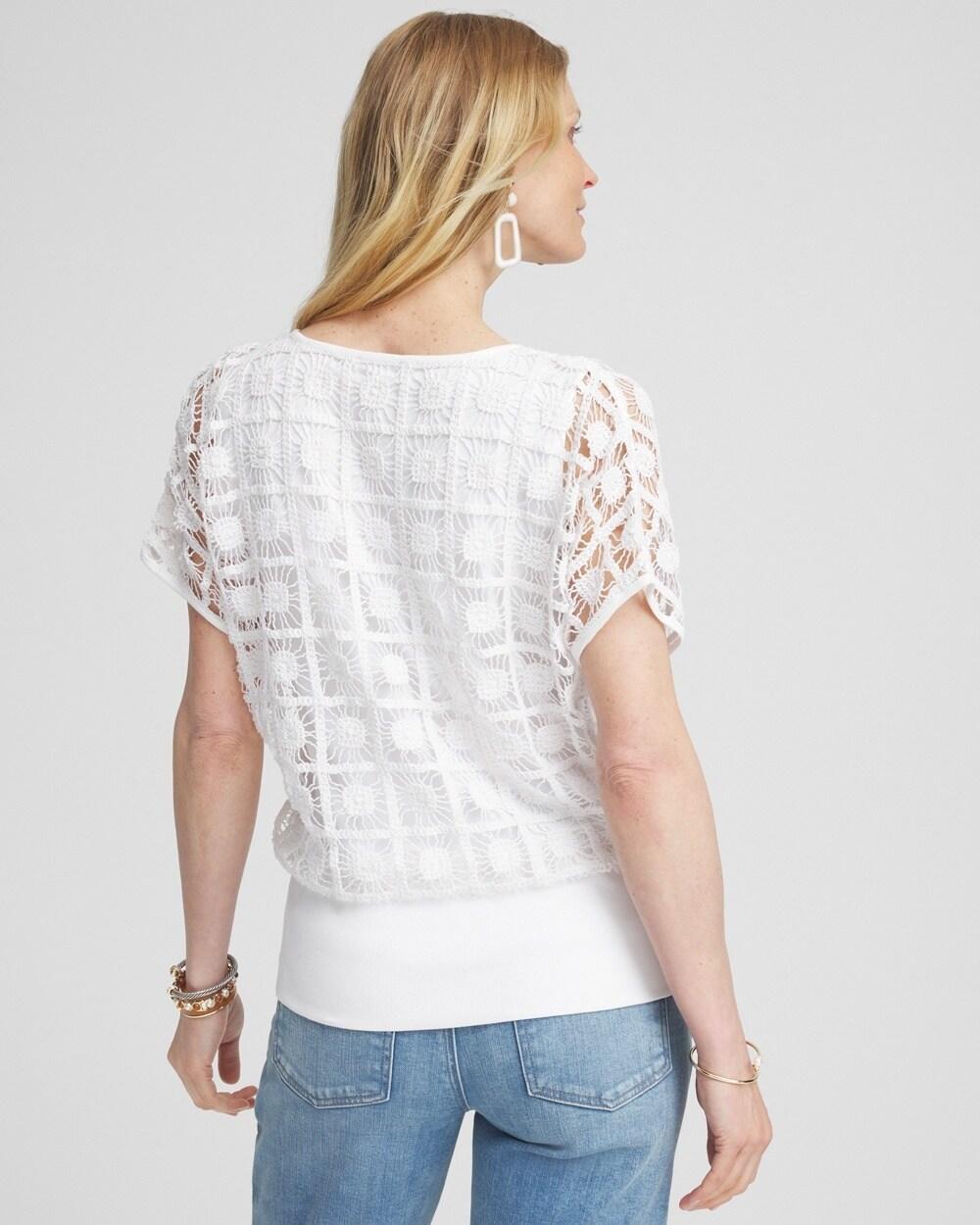 Crochet Trim Banded Hem Tee Product Image