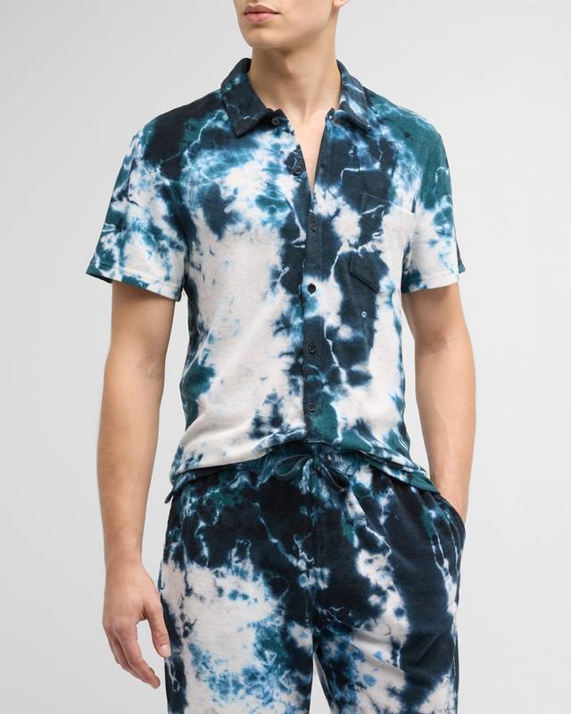 Mens Terrycloth Ocean Tie-Dye Short-Sleeve Shirt Product Image