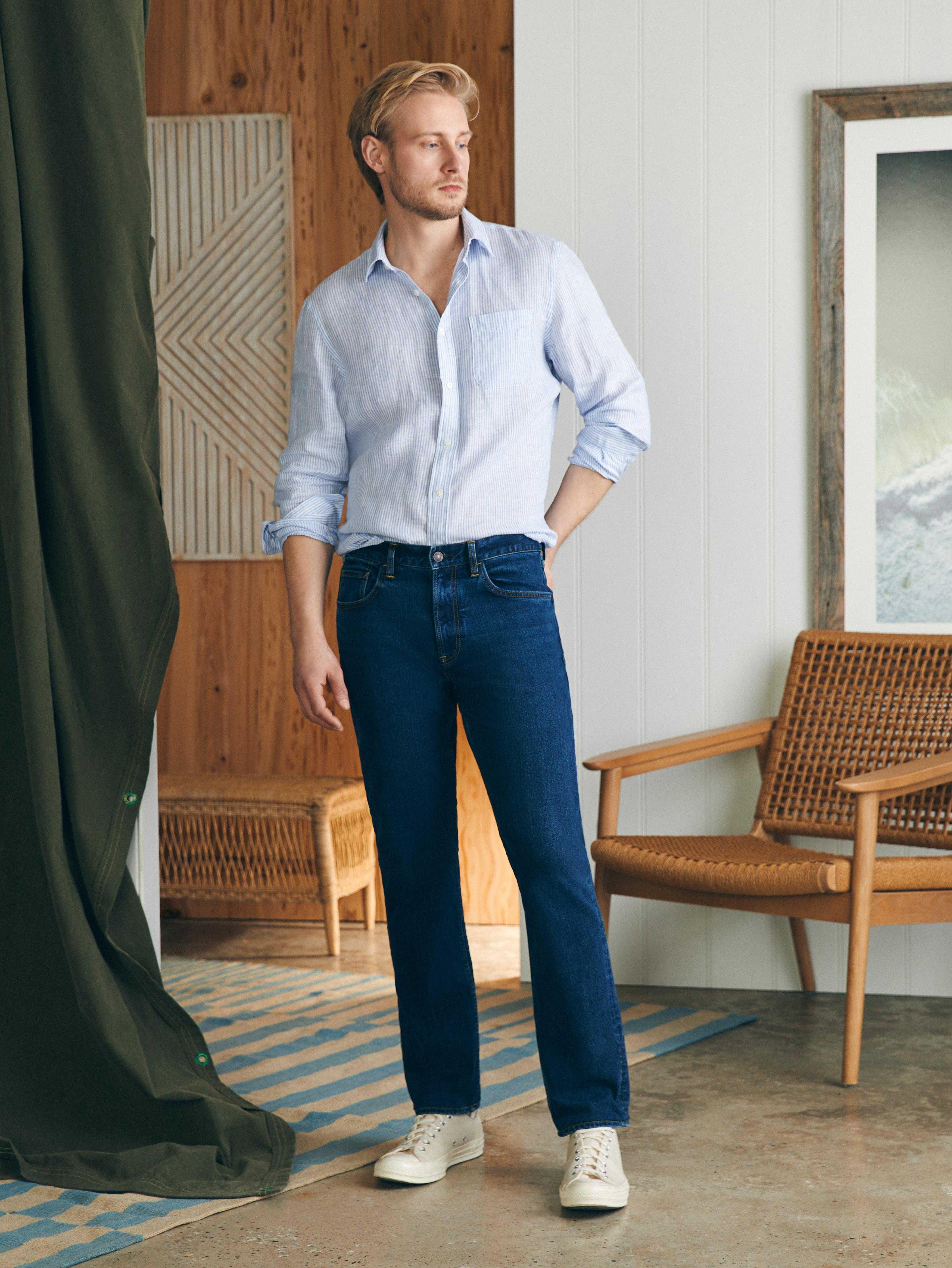 Organic Cotton Slim Straight Denim (34" Inseam) - Cove Point Wash Male Product Image