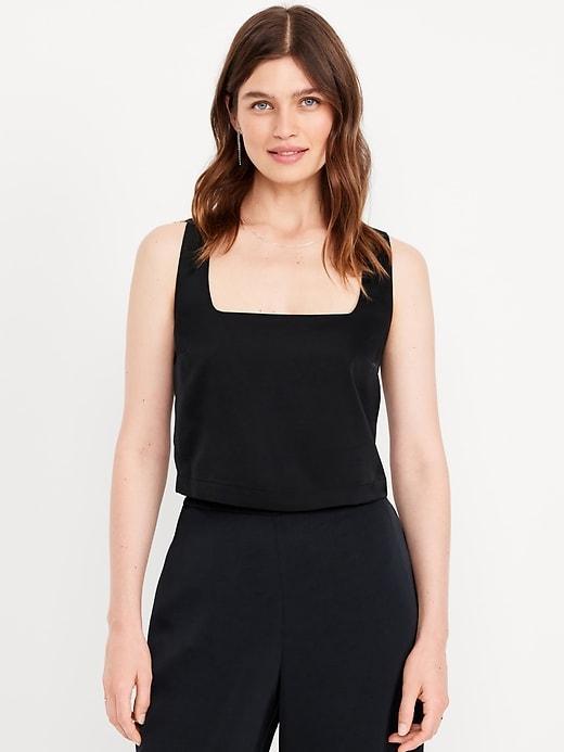 Satin Crop Shell Tank Product Image