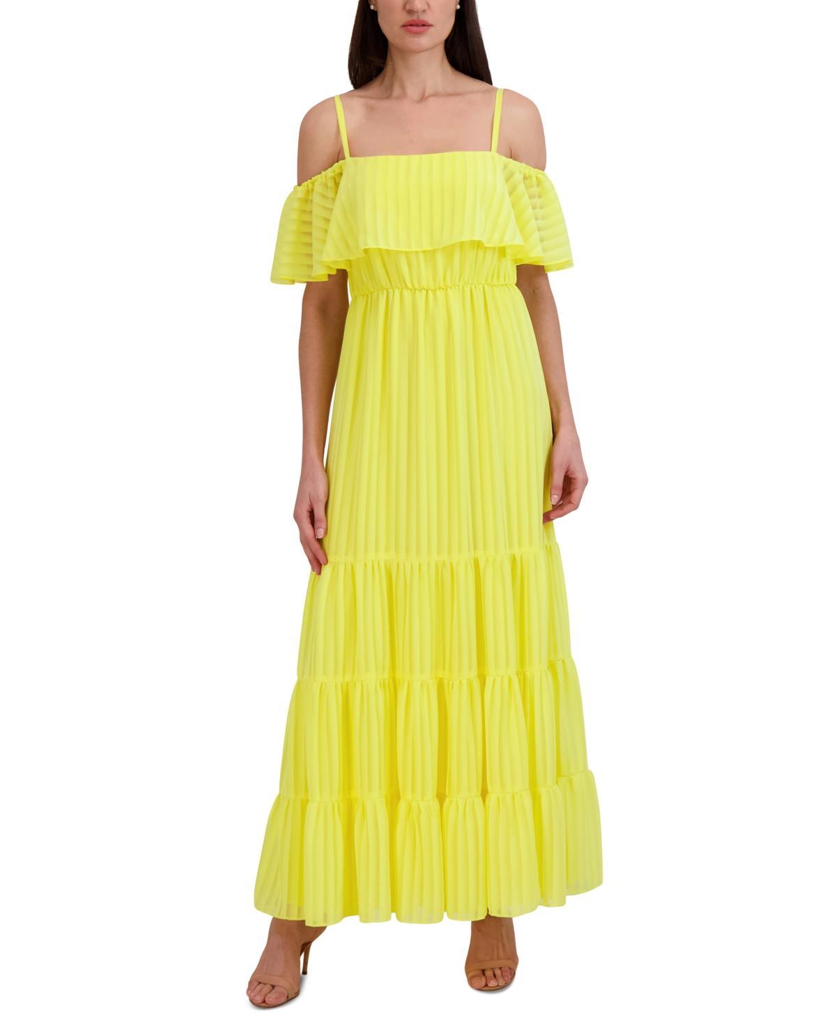 Julia Jordan Stripe Cold Shoulder Tiered Maxi Dress Product Image