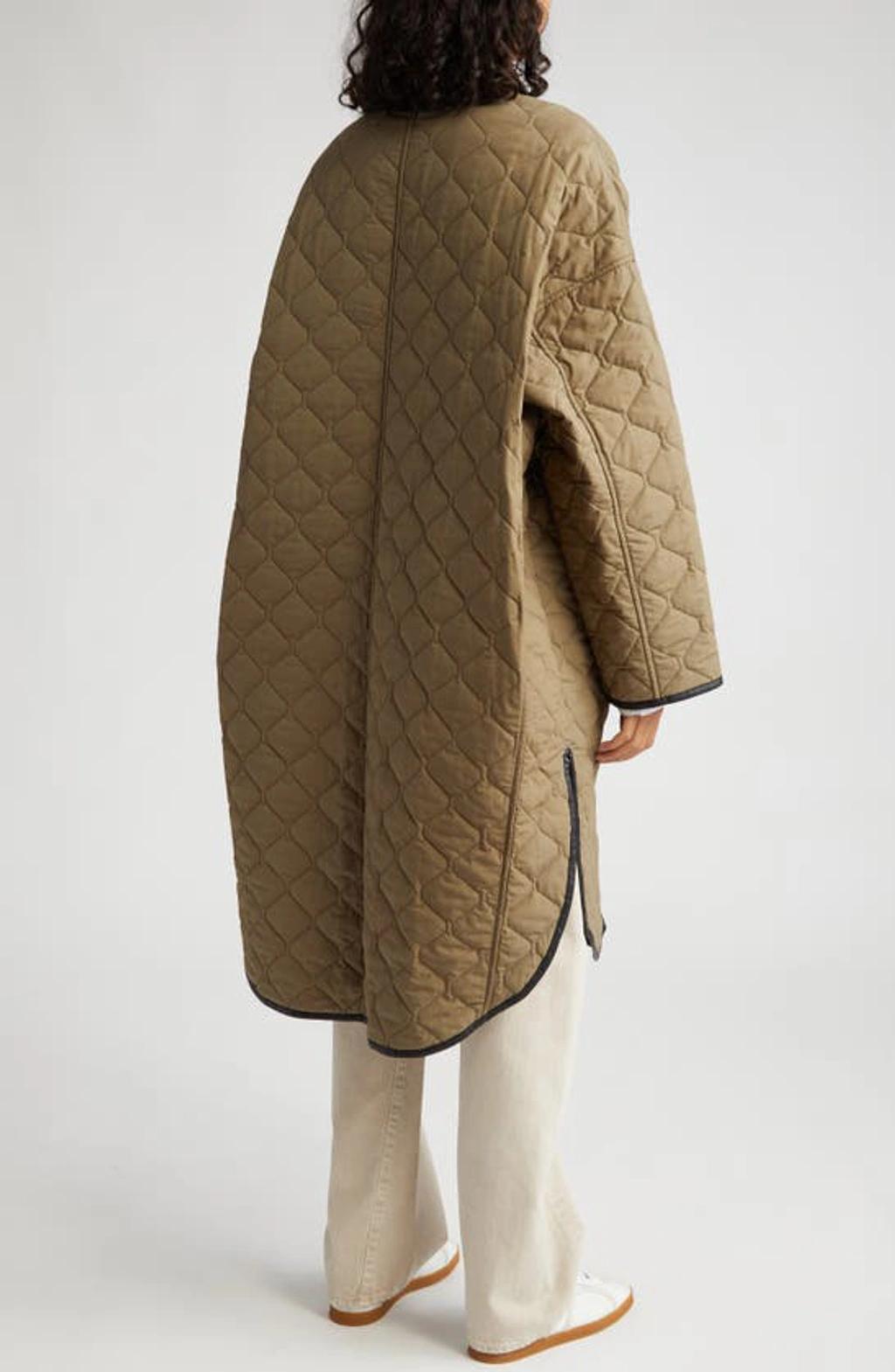 Quilted Cotton Cocoon Coat In Marsh Product Image