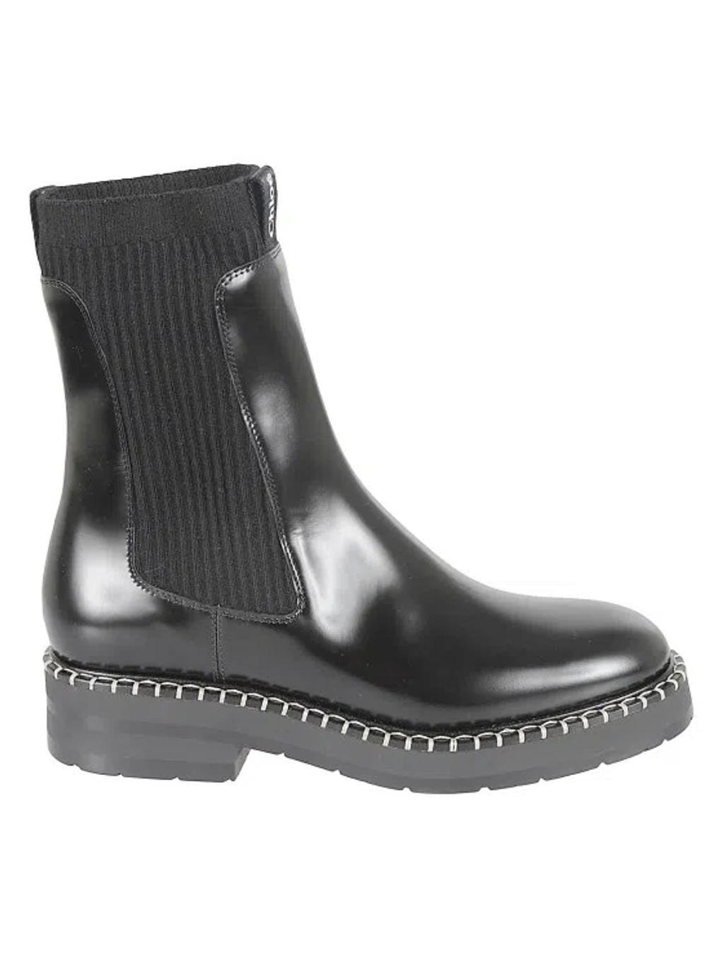 Black Leather Boots In Grey product image