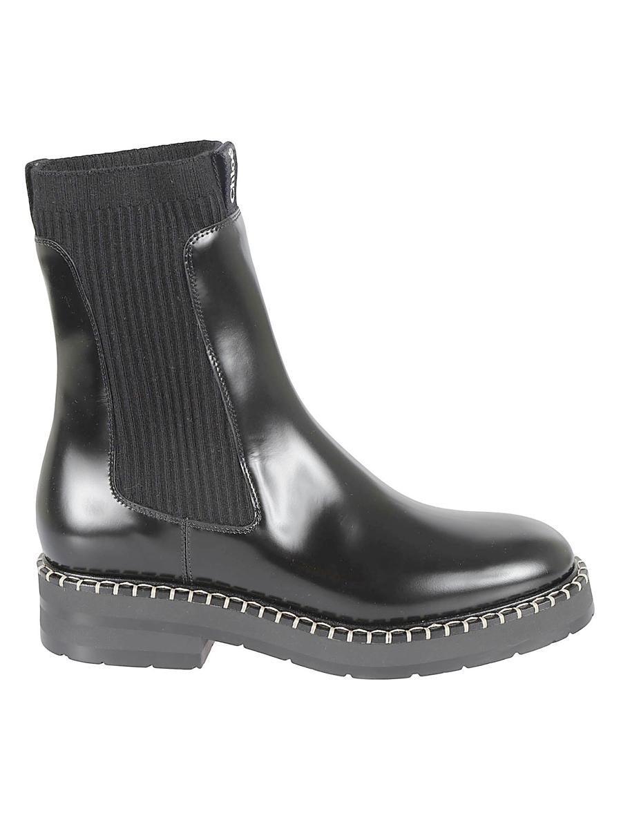 Black Leather Boots In Grey Product Image