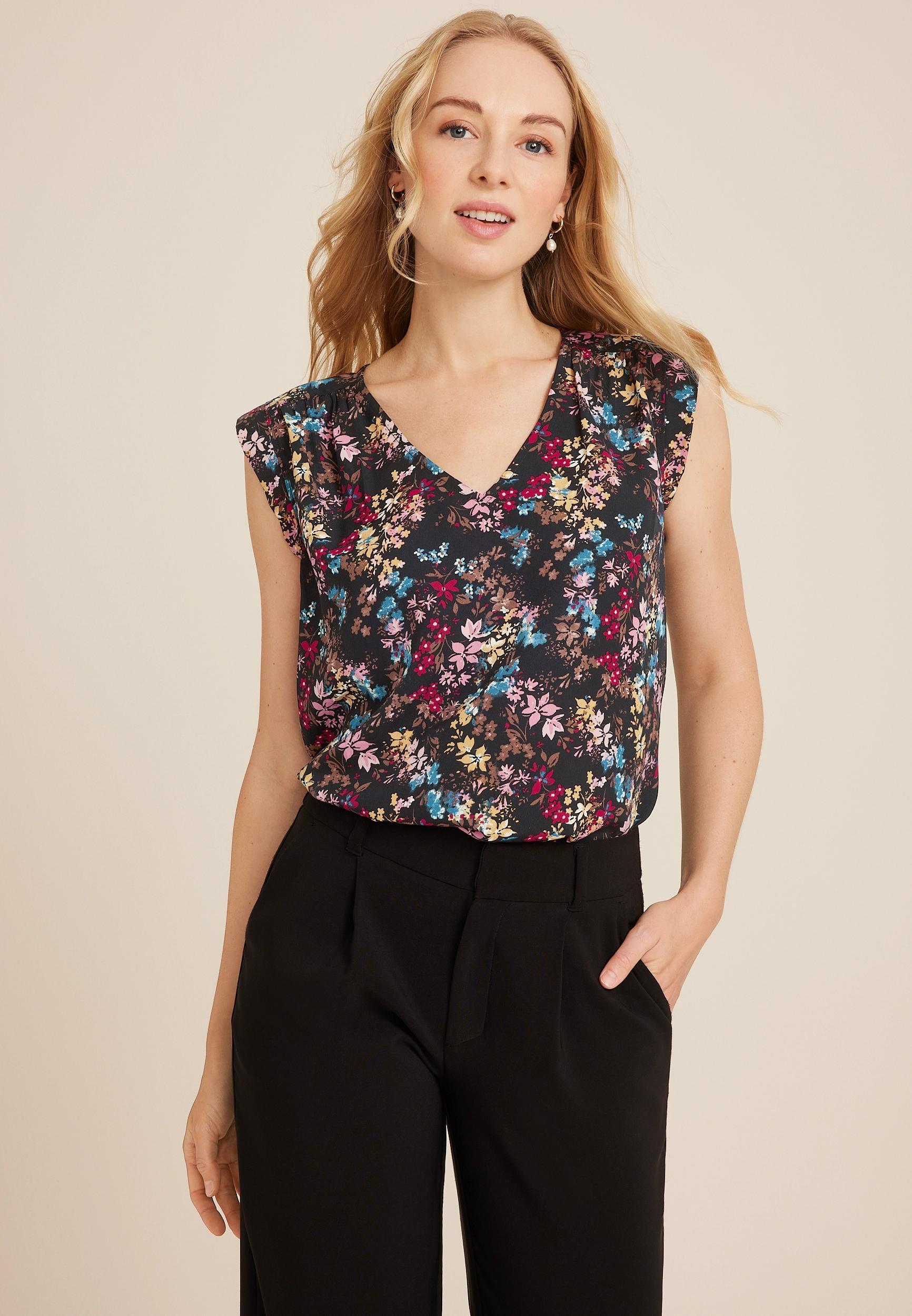 Floral V Neck Tank Top Product Image