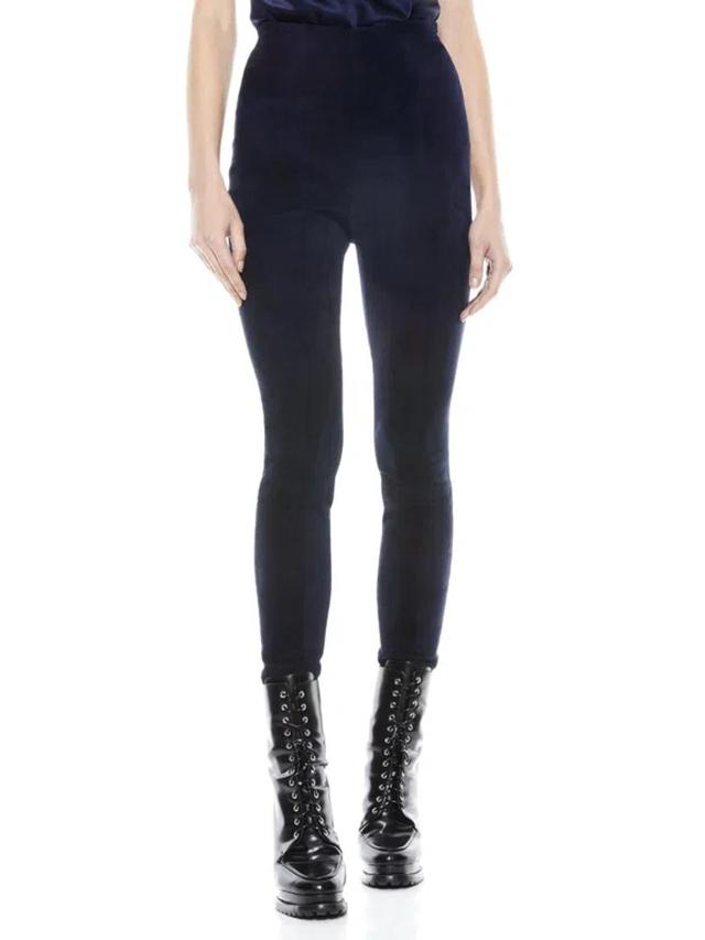 ALICE AND OLIVIA Maddox Side Zip Suede Legging In Navy Product Image