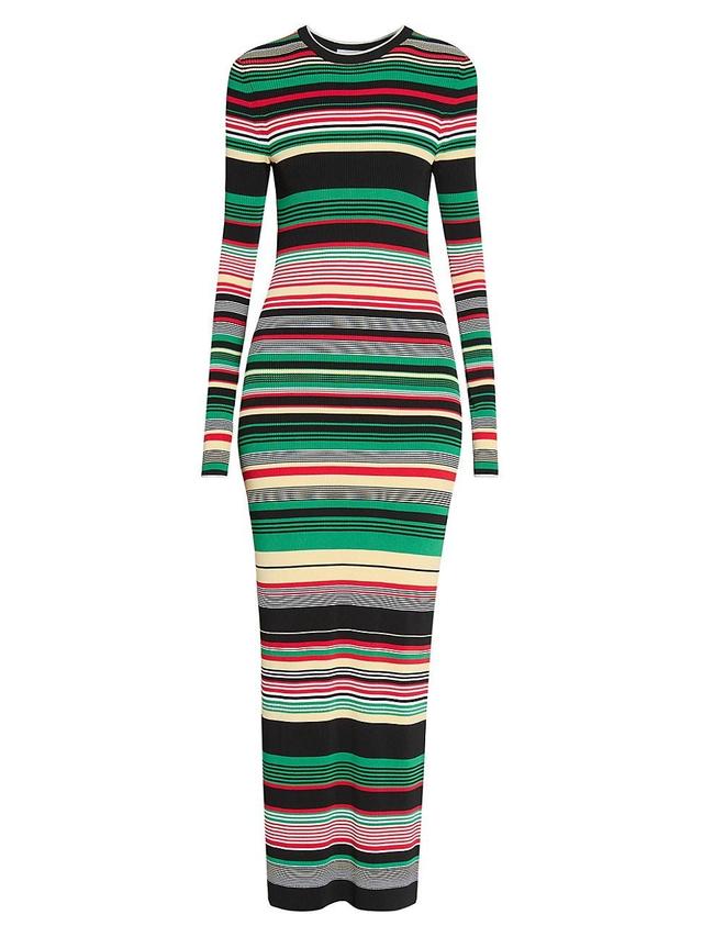 Womens Striped Rib-Knit Maxi Dress Product Image