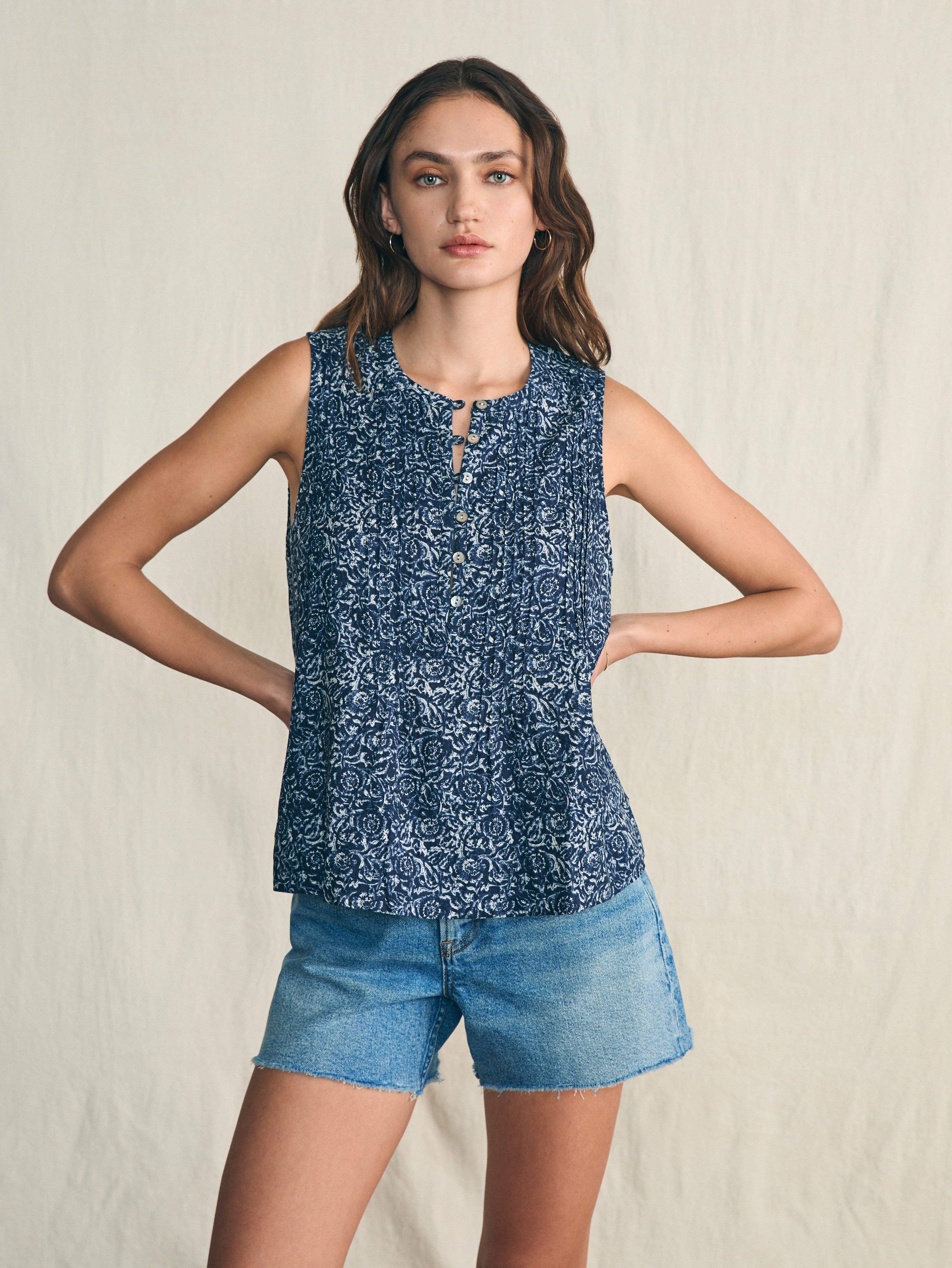 Isha Top - Navy Imma Floral Female Product Image