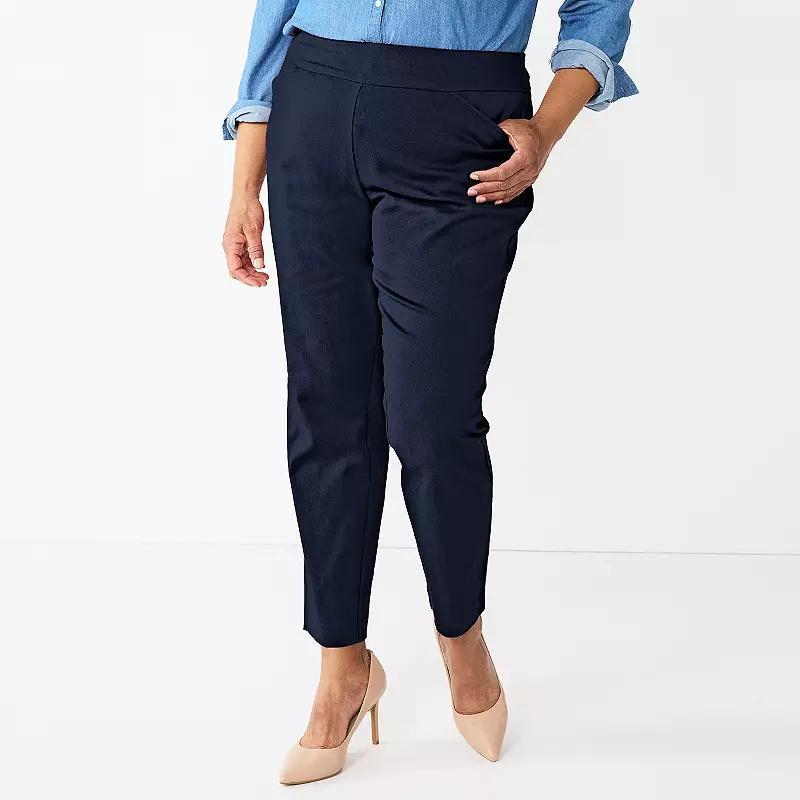 Plus Size Womens Croft & Barrow Effortless Stretch Pull-On Straight-Leg Pants Blue Product Image