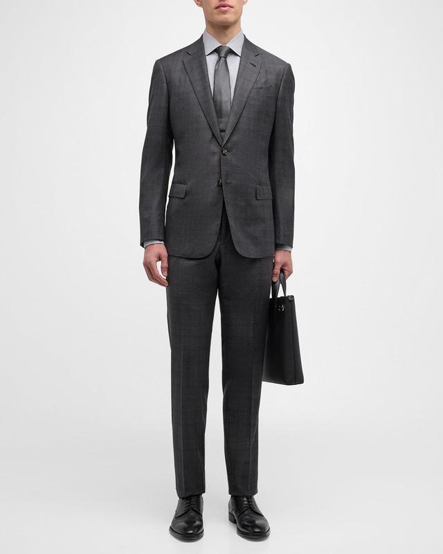 Mens Windowpane Check Wool Suit Product Image