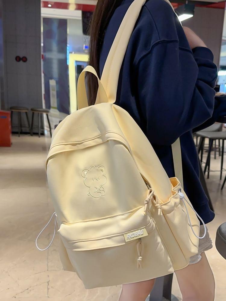 Bear Embroidered Nylon Backpack Product Image