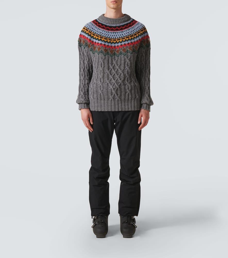 MONCLER Grenoble Fair Isle Virgin Wool Sweater In Grey Product Image