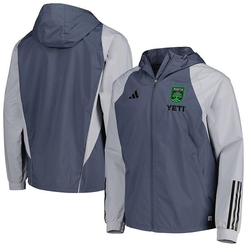 Mens adidas Charcoal Austin Fc All-Weather Raglan Hoodie Full-Zip Jacket Product Image