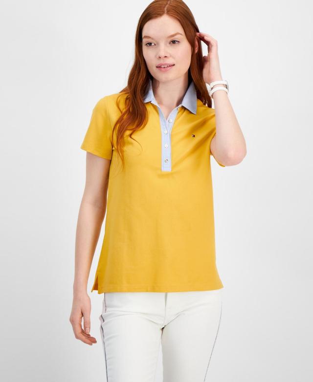 Tommy Hilfiger Womens Striped-Collar Polo Shirt Product Image