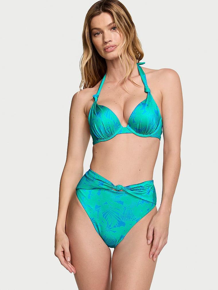 Knotted High-Waist Cheeky Bikini Bottom Product Image