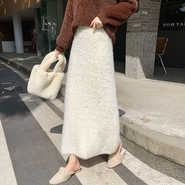 High Rise Knit Maxi A-Line Skirt Product Image