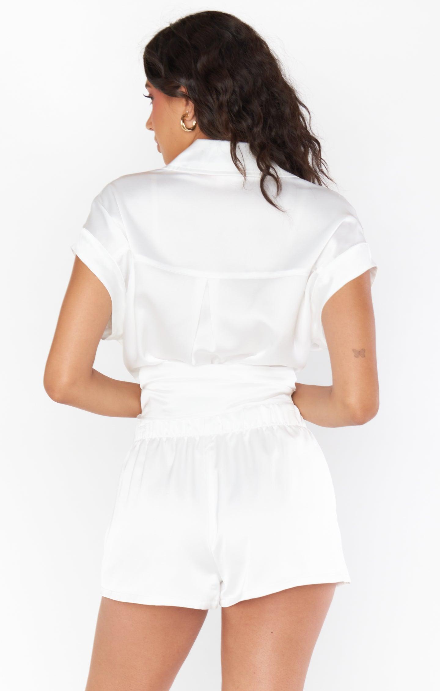 Best Day Button Up ~ Ivory Luxe Satin Product Image