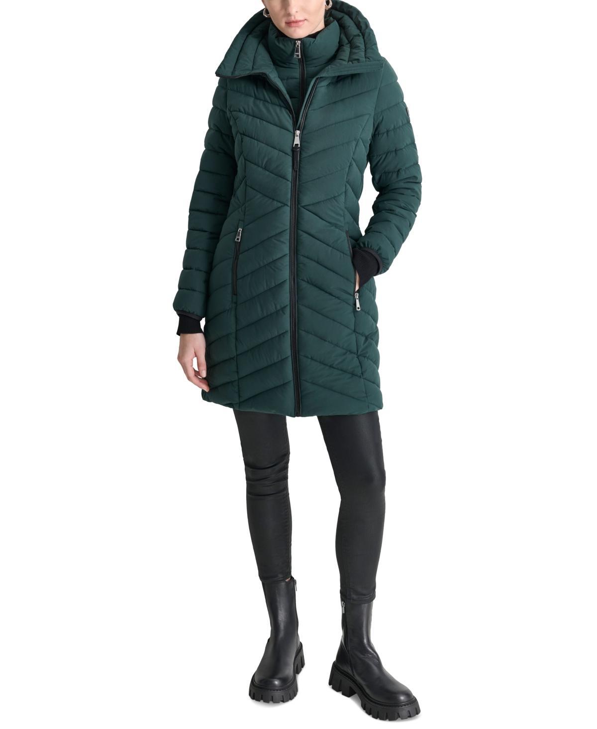 Dkny Womens Bibbed Packable Puffer Coat Product Image