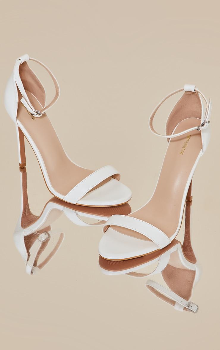 White Wide Fit Clover Single Strap Heeled Sandal Product Image