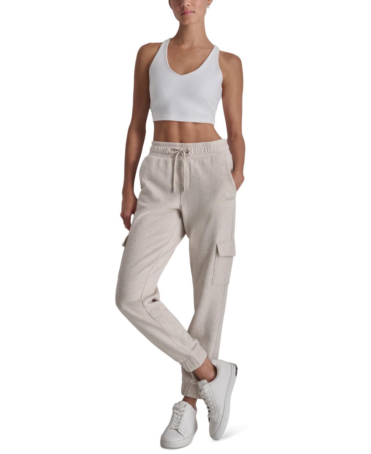 Dkny Sport Womens Studded-Logo Cargo Jogger Fleece Sweatpants product image