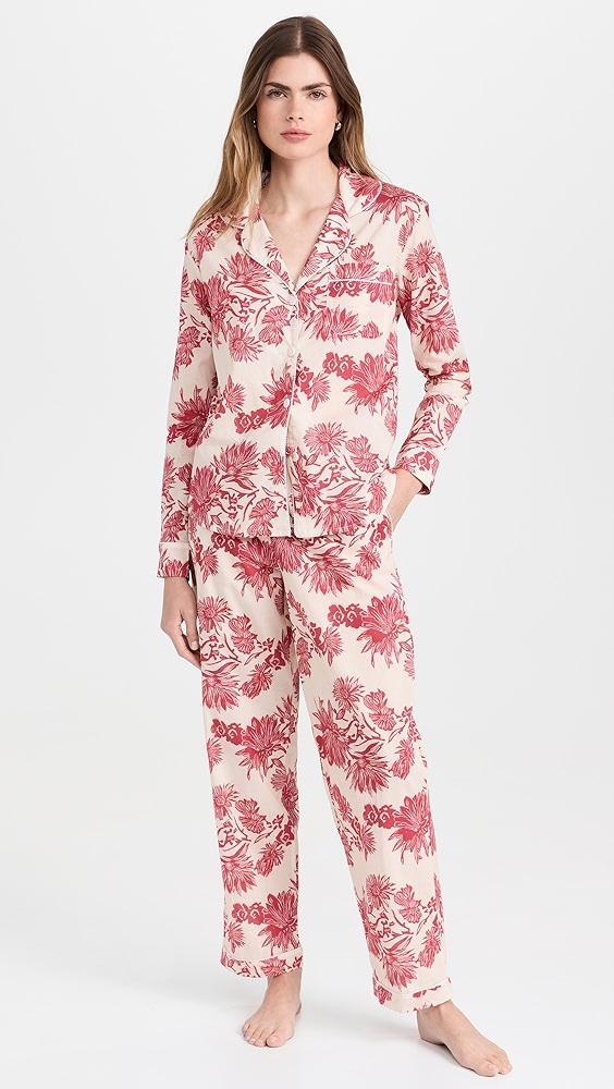 Desmond & Dempsey Long PJ Set Cactus Flower Print | Shopbop Product Image