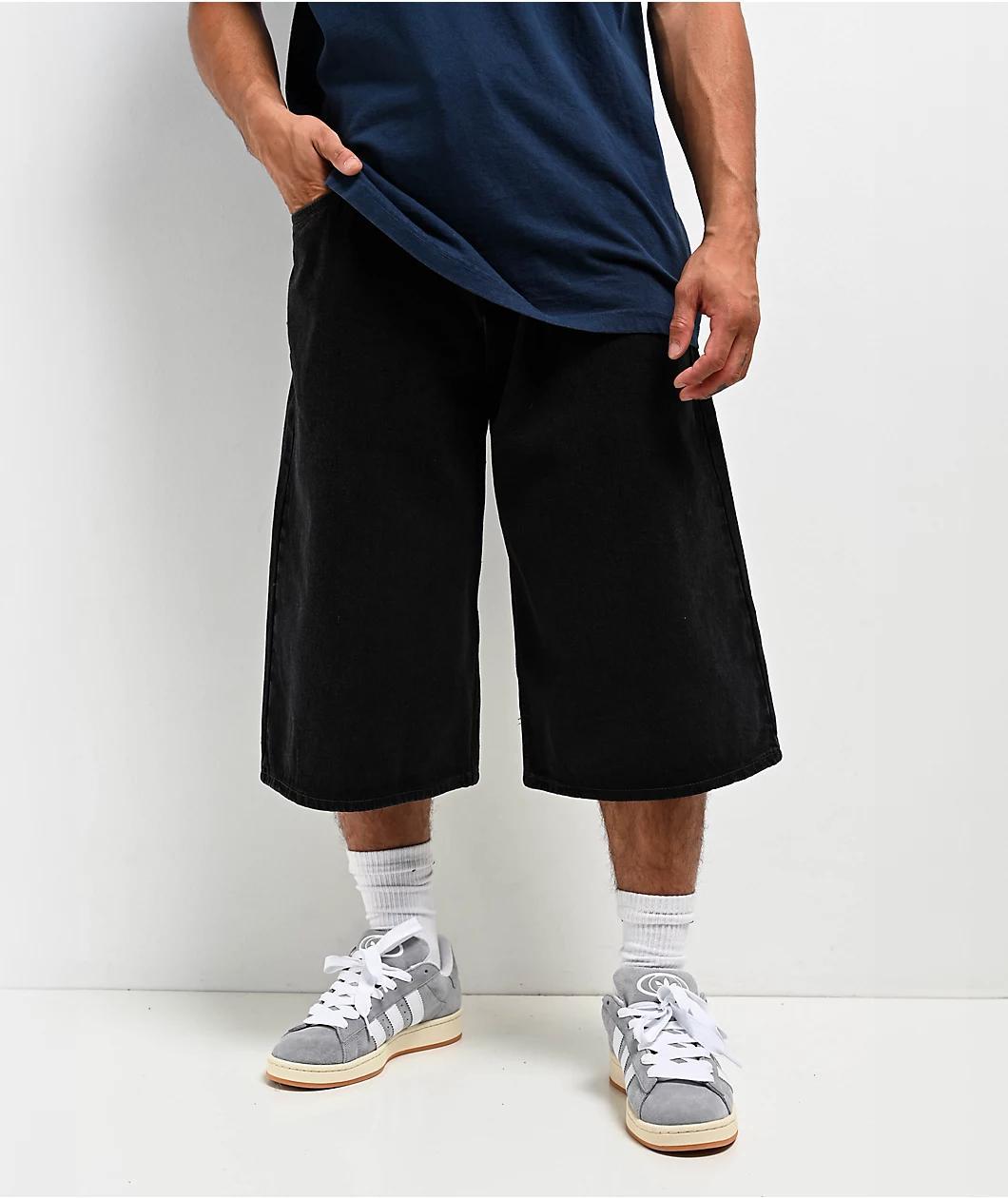 Empyre Shmutz Ultra Wide Black Denim Skate Shorts Product Image