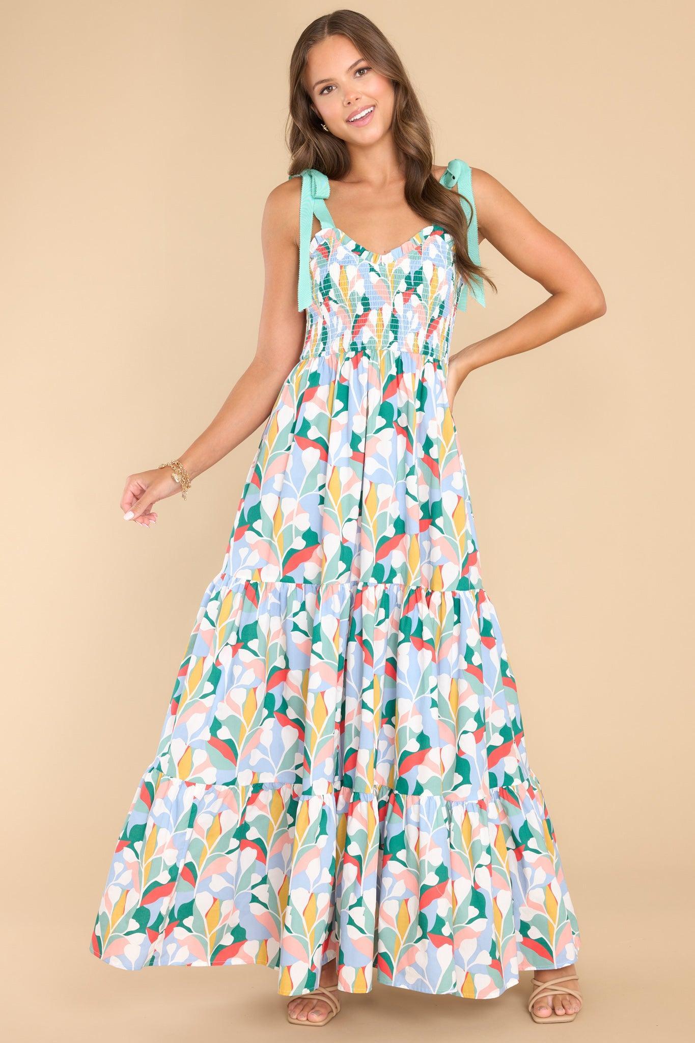 Aura Wishing For You Sky Blue Multi Print Maxi Dress Product Image