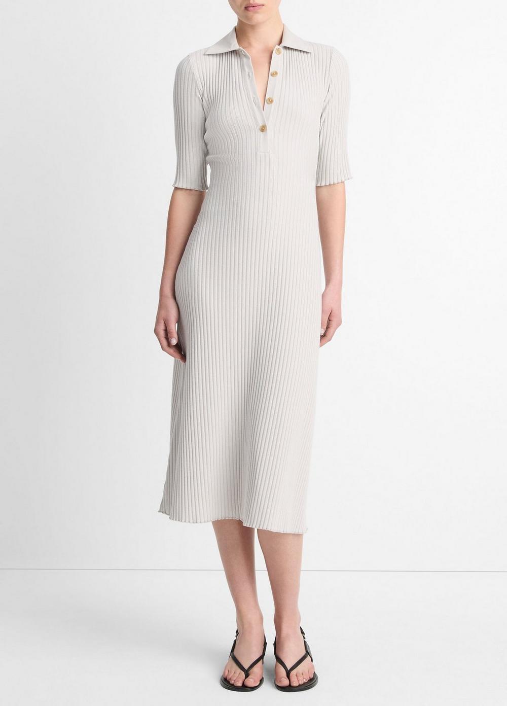 Ribbed Cotton-Blend Polo Dress product image