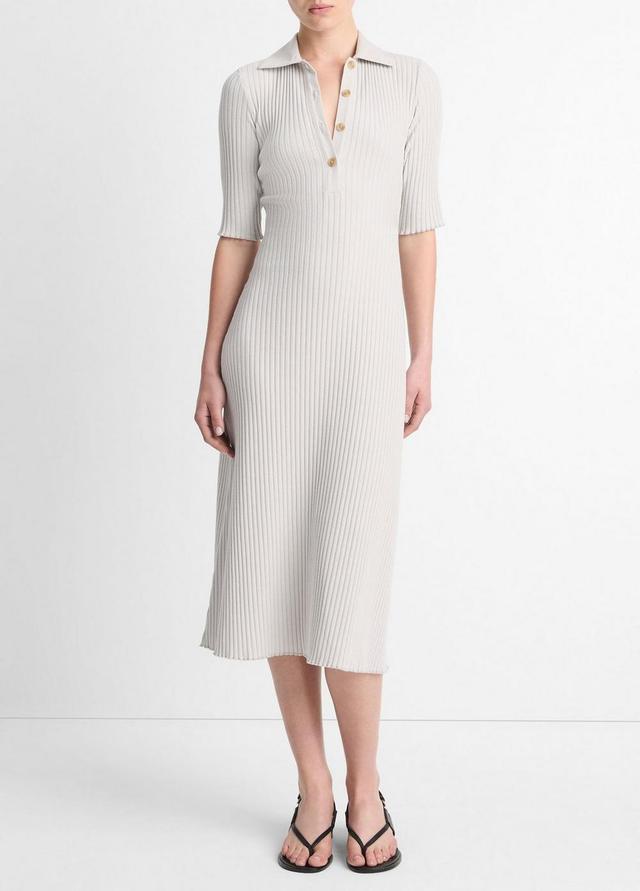 Ribbed Cotton-Blend Polo Dress Product Image