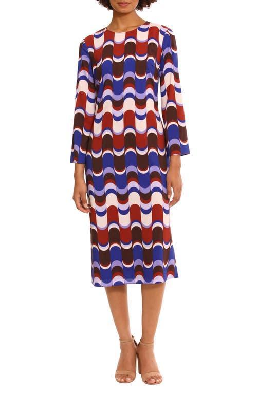 DONNA MORGAN FOR MAGGY Geo Print Long Sleeve Midi Shift Dress Product Image