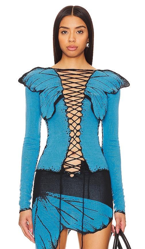 1XBLUE Butterfly Top Product Image