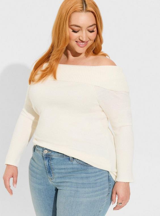 Pullover Off Shoulder Sweater Product Image