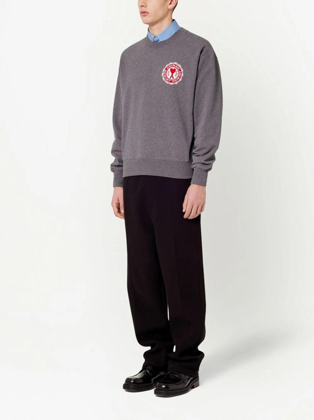 Logo-patch Organic-cotton Sweatshirt In Grey Product Image