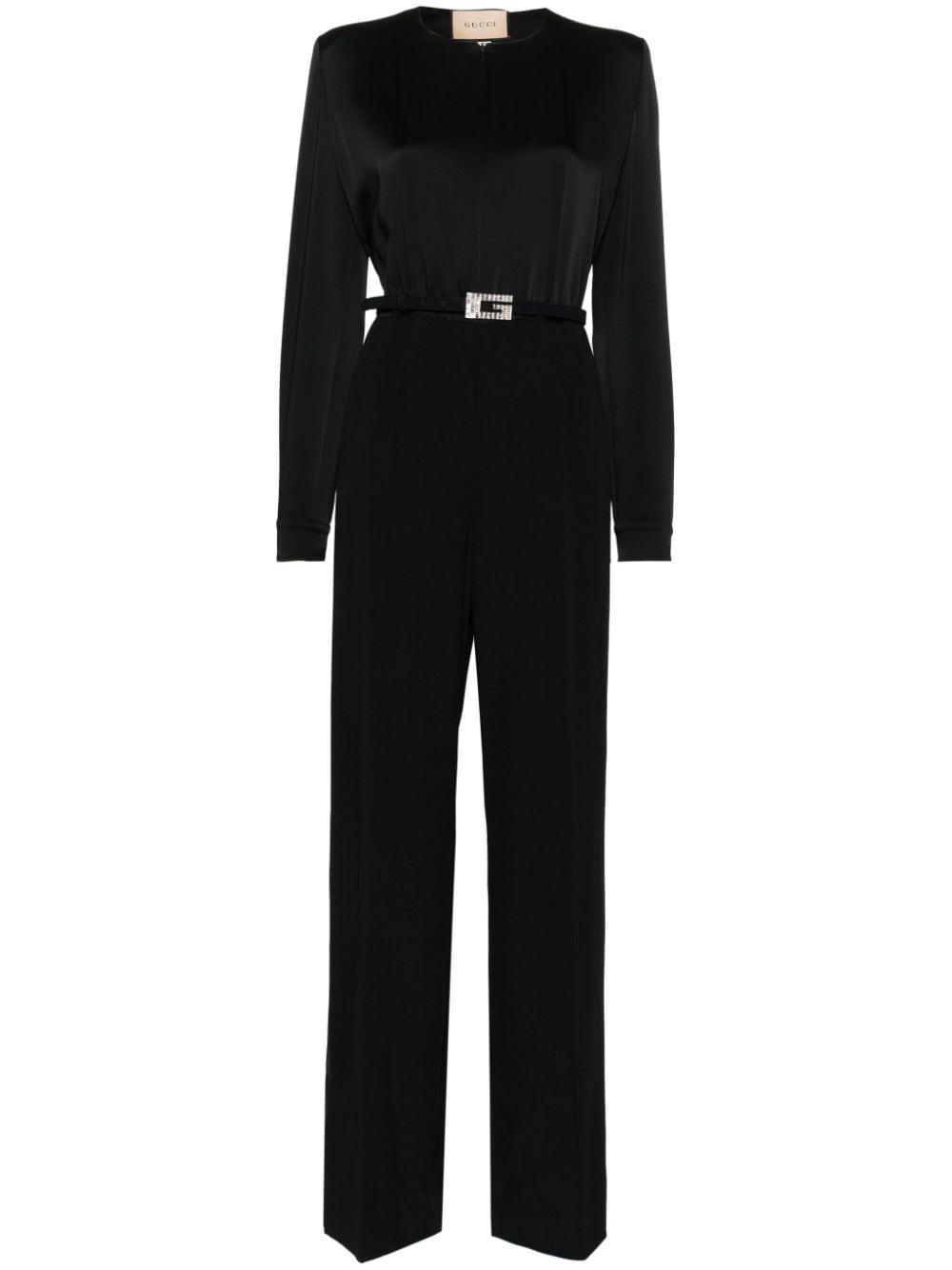 Viscose Blend Jumpsuit In Black Product Image