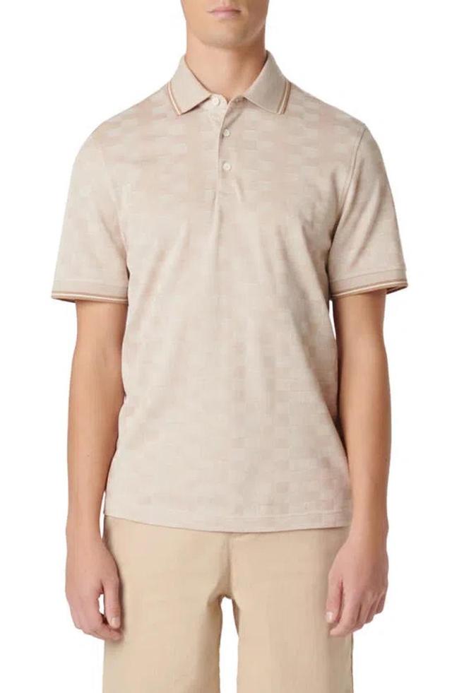 BUGATCHI Men's Cotton Jacquard Polo Shirt In Caramel Product Image