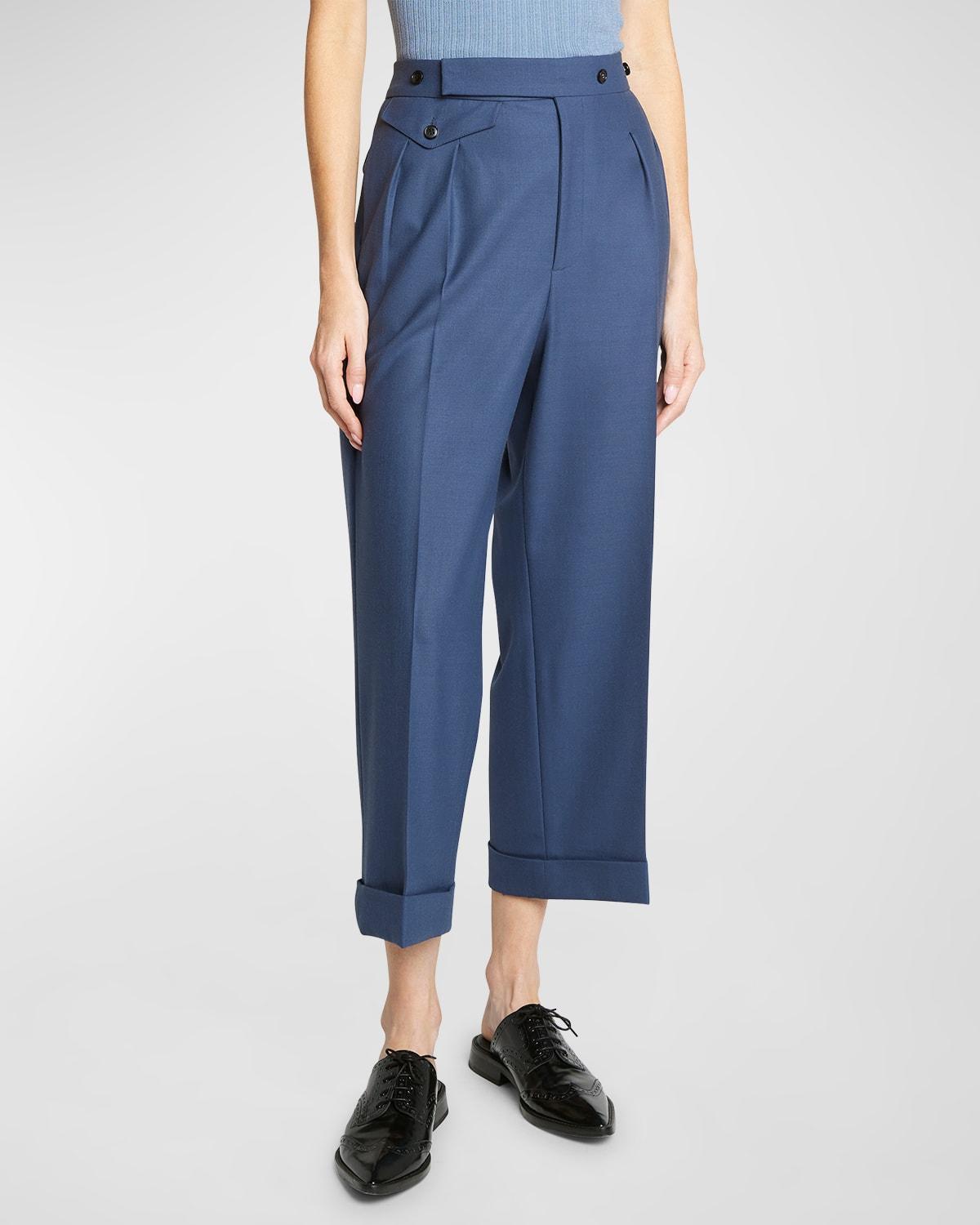 Womens Wool-Blend Crop Trousers product image