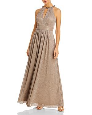 Eliza J Shimmering Cutout Halter Gown Product Image