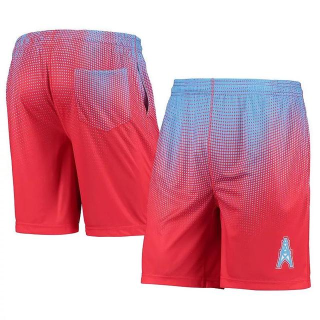 Mens Light Blue and Red Houston Oilers Gridiron Classic Pixel Gradient Training Shorts - Light Blue Product Image