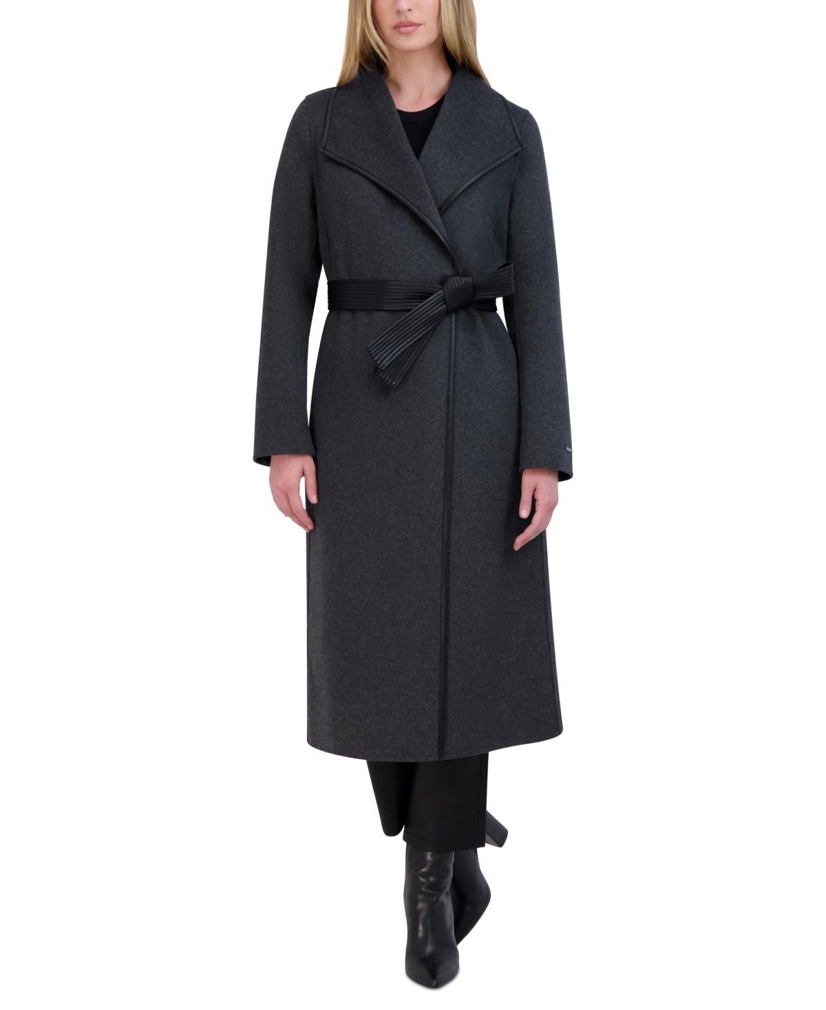 Tahari Womens Wool Blend Belted Wrap Coat Product Image