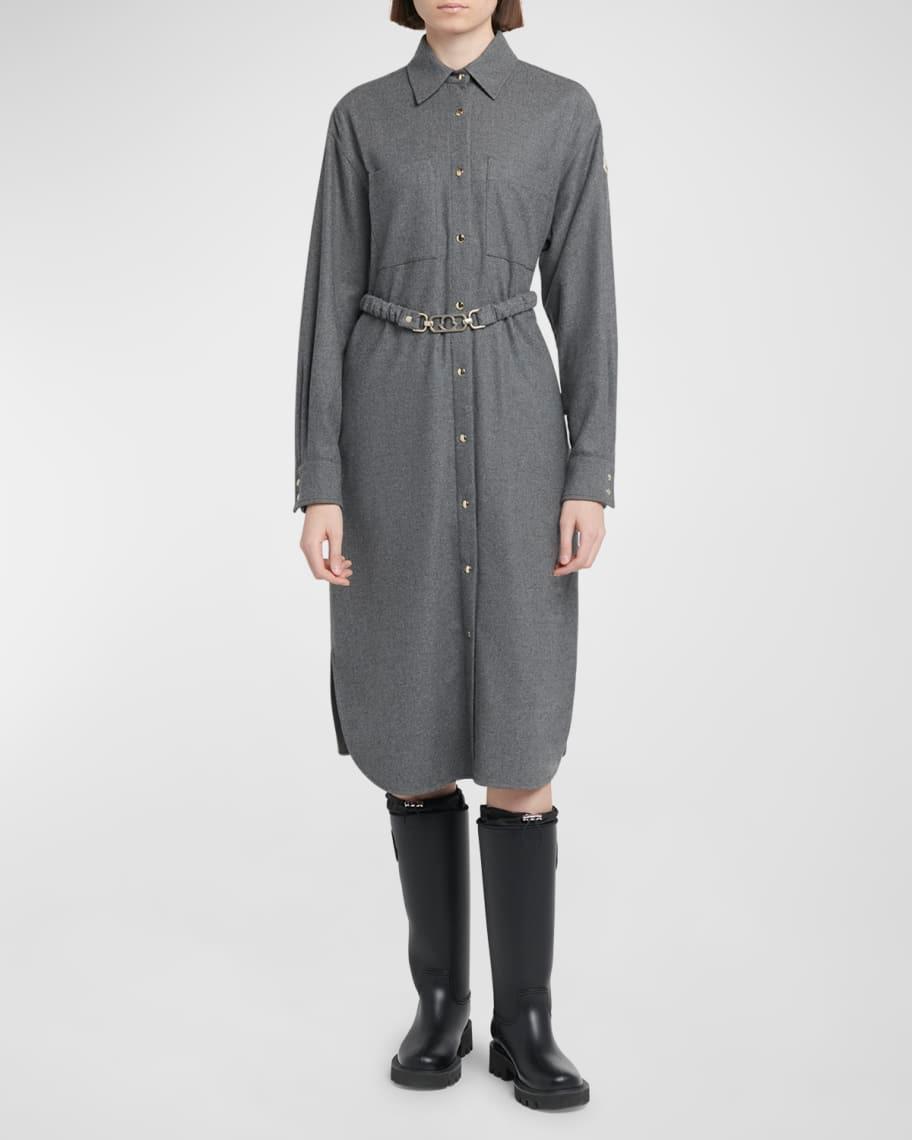 Belted Flannel Midi Shirtdress product image