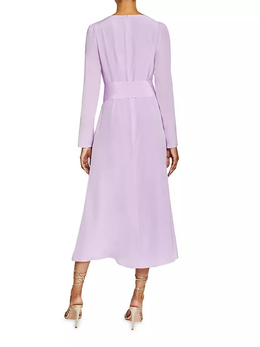 Cowlneck Silk A-Line Midi-Dress Product Image