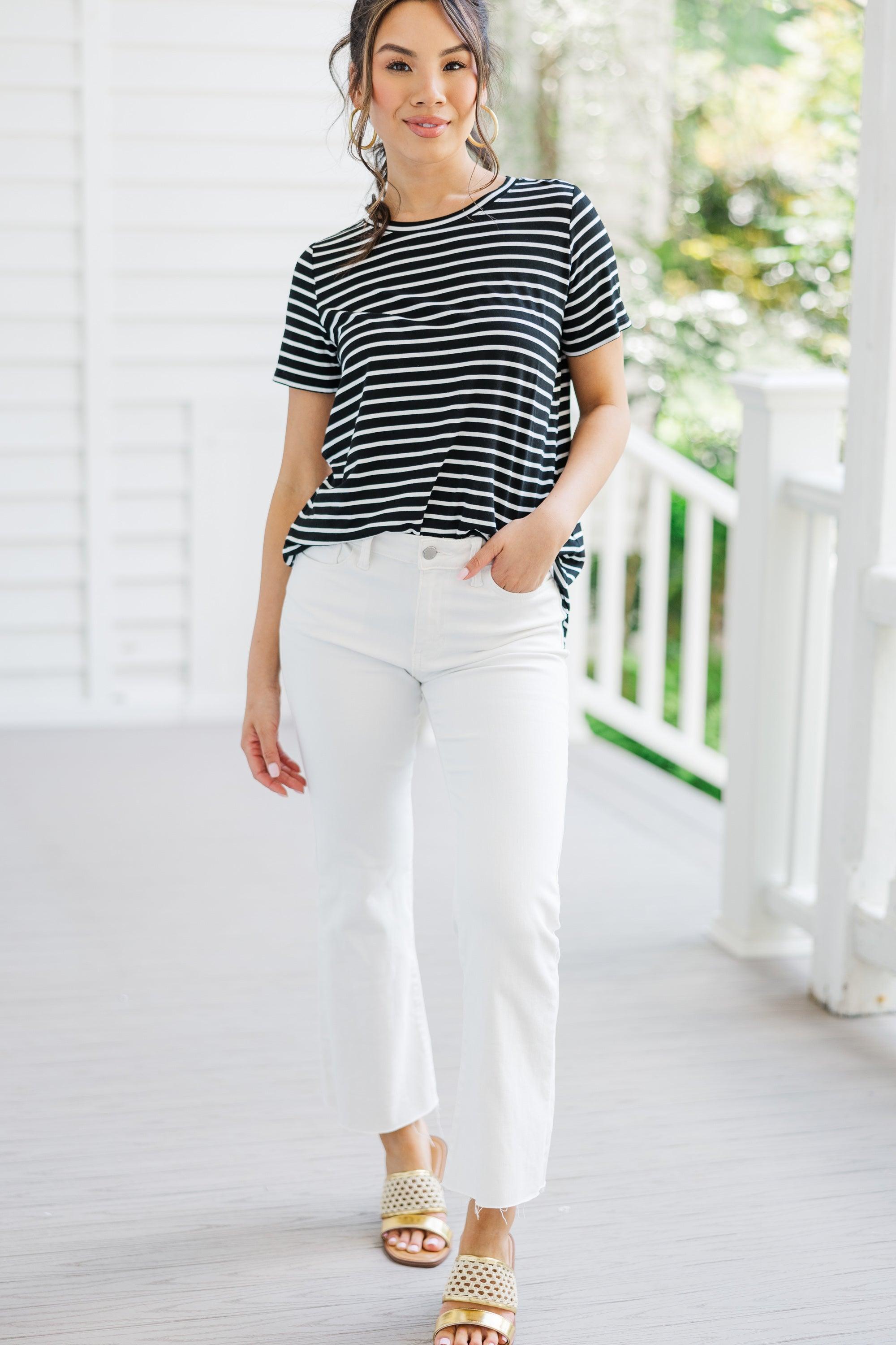 Let's Meet Later Black Striped Top Female Product Image