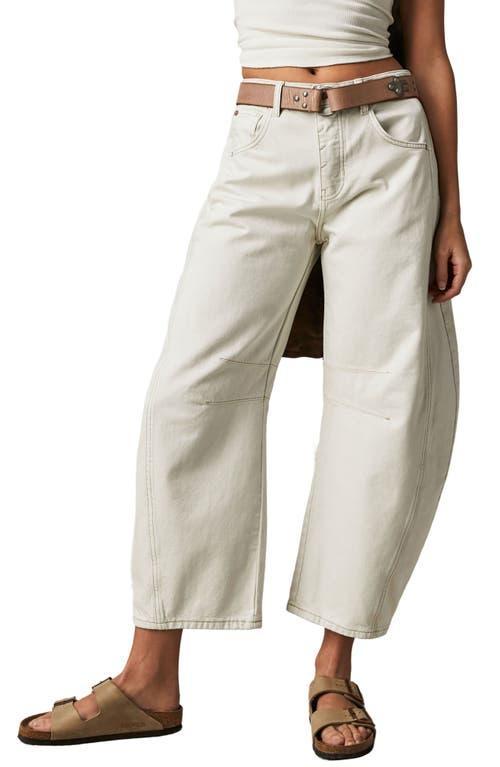 Free People x We The Free Good Luck Mid Rise Barrel in Cream. - size 26 (also in 27, 28, 29, 30, 31, 32) Product Image