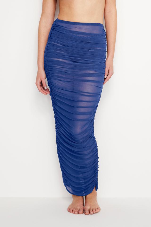 MESH RUCHED SKIRT | CAPRI BLUE004 Product Image