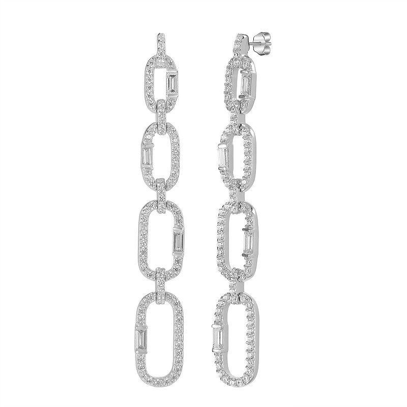 Judy Crowell Sterling Silver 4 Graduated Open Link CZ Drop Earrings, Womens Product Image