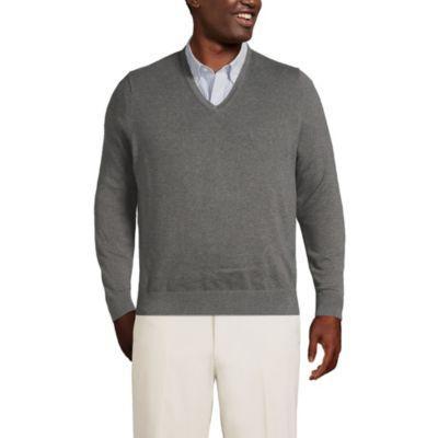 Lands End Big & Tall Classic Fit Fine Gauge Supima Cotton V-neck Sweater Product Image