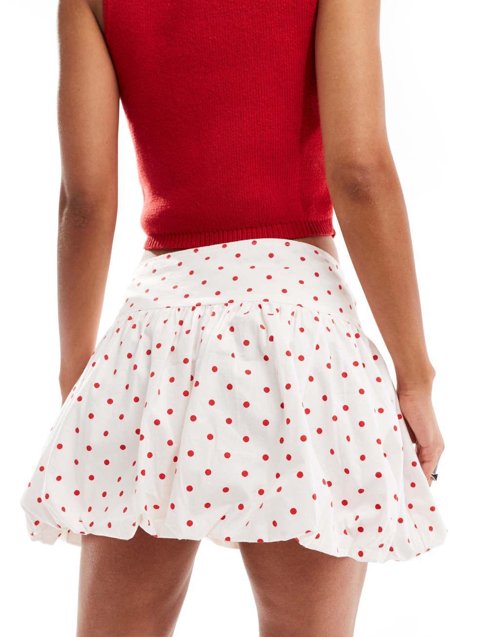 Motel Exclusive kiyowo bubble hem mini skirt in polka dot Product Image