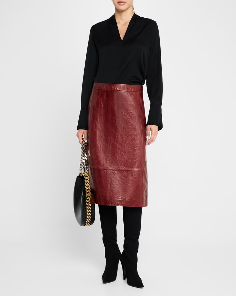 Hepburn A-Line Leather Midi Skirt Product Image