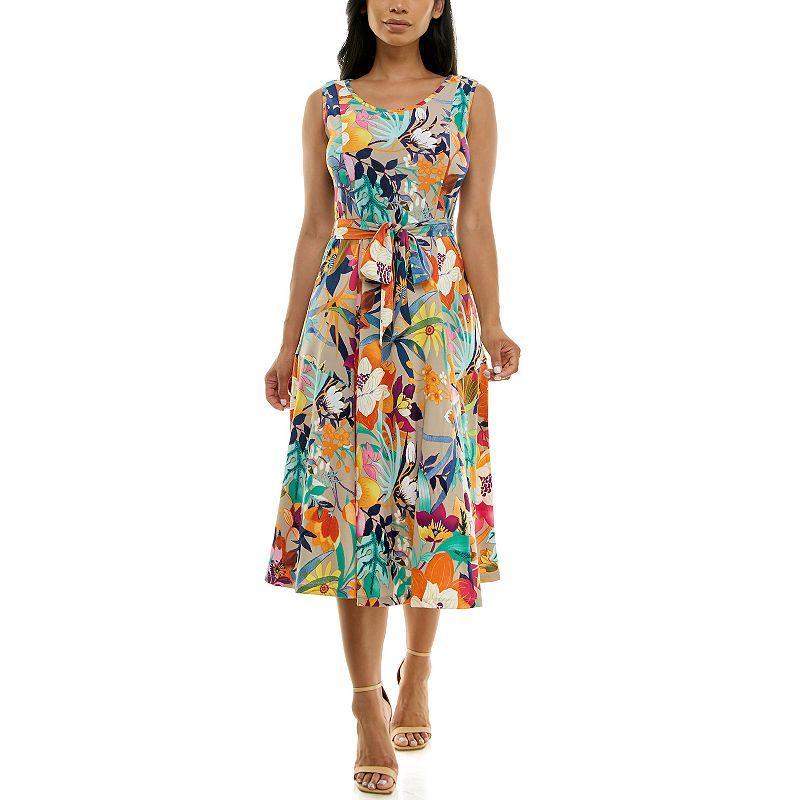 Womens Nina Leonard Print Midi Dress Blue Pink Team Product Image